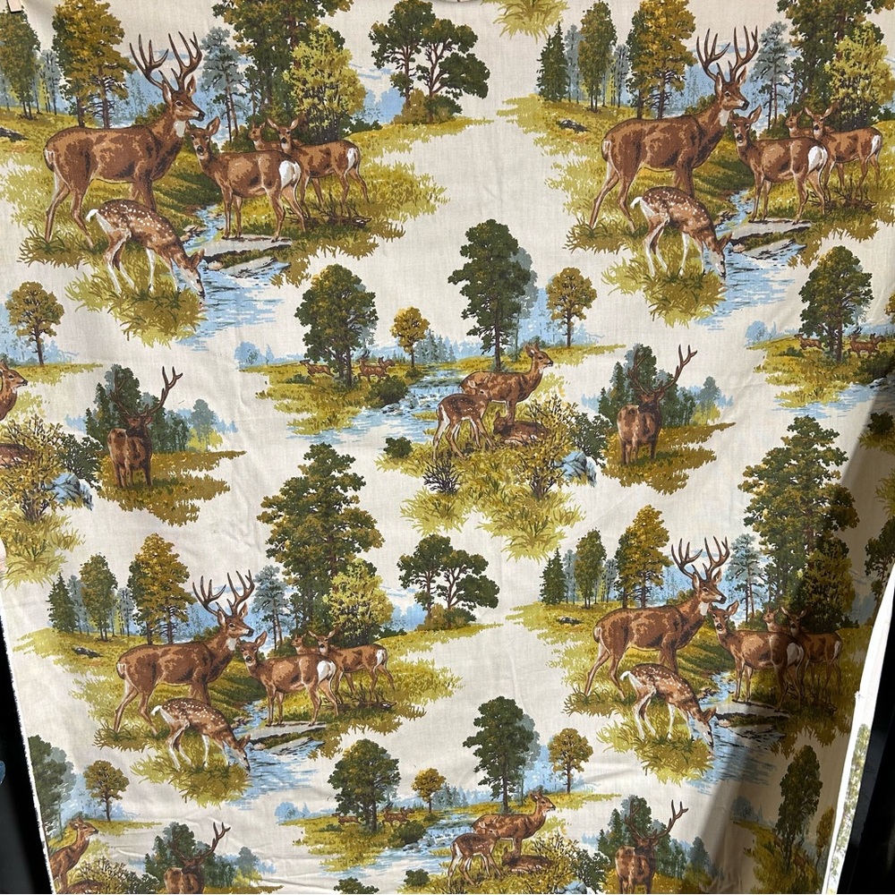 Deer wildlife barkcloth fabric 2+ yards - Picture 4 of 5